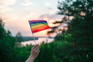 A,Hand,Waves,A,Colorful,Gay,Pride,Lgbt,Rainbow,Flag