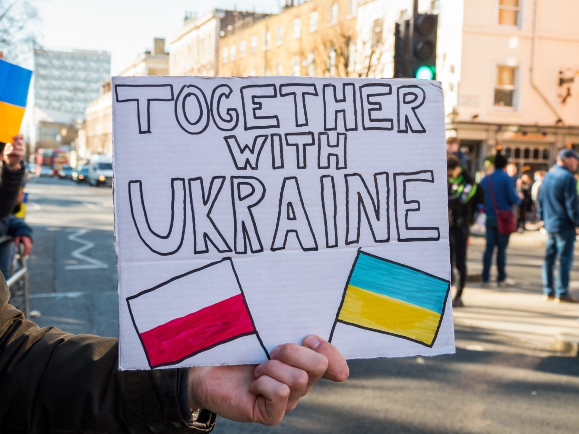 London,,Uk,,February,27th,2022:,A,Polish,Protestor,Holding,A