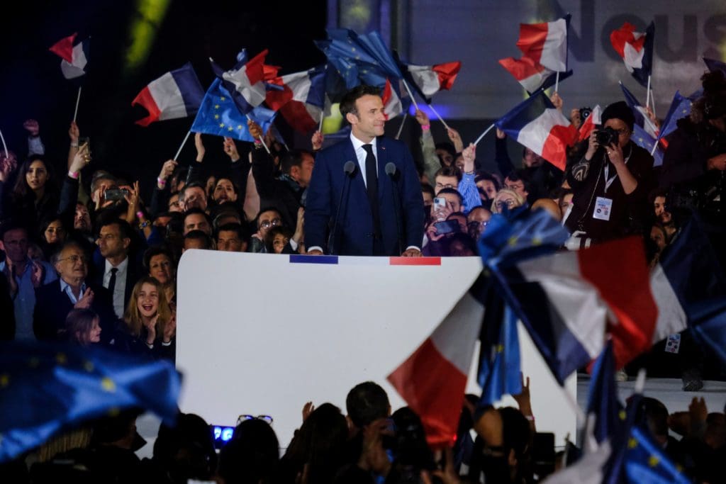 French,President,Emmanuel,Macron,Celebrates,After,His,Victory,In,France's