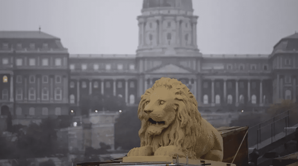 Budapest Chain Bridge’s Iconic Lion — Built from Lego Bricks