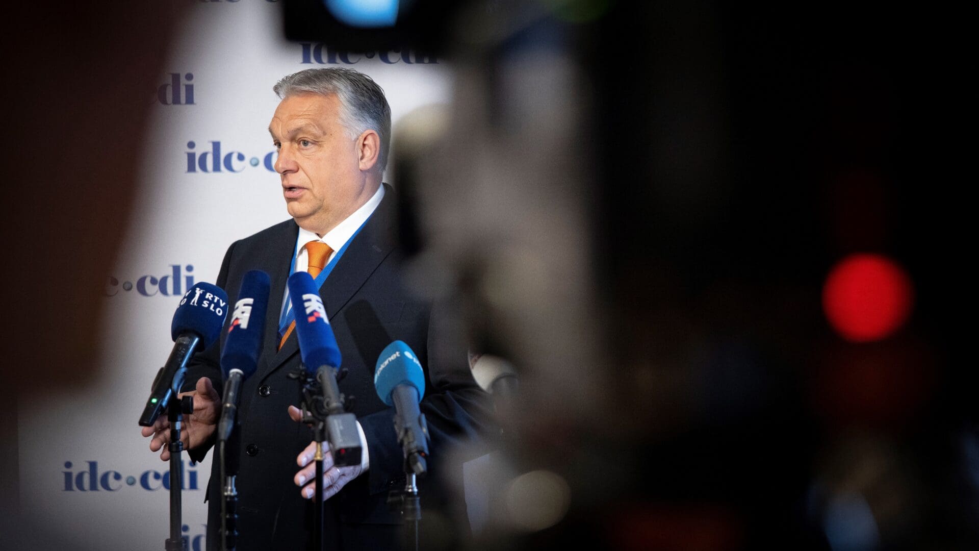 Viktor Orbán speaking at the leadership meeting of CDI in Bled, Slovenia on 18 May 2023.