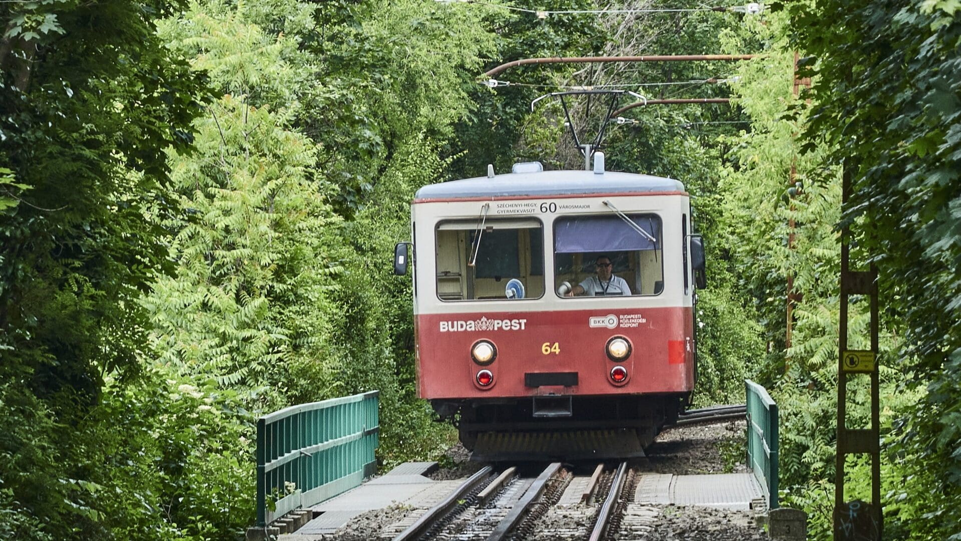 A cogwheel train in Budapest on 29 May 2023.