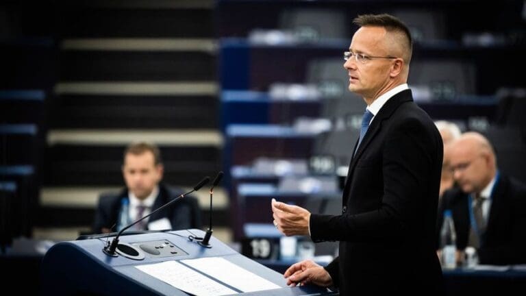 Péter Szijjártó speaking in the Parliamentary Assembly of the Council of Europe on 19 June 2023.