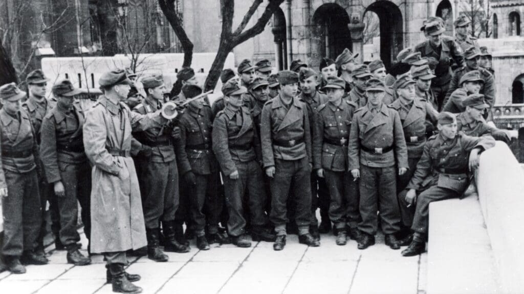 German assault artillery troops getting to know the sights of Budapest in 1944.