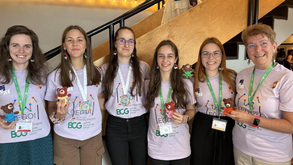 The members of the Hungarian team at the 2023 EGOI competition in Lund, Sweden.