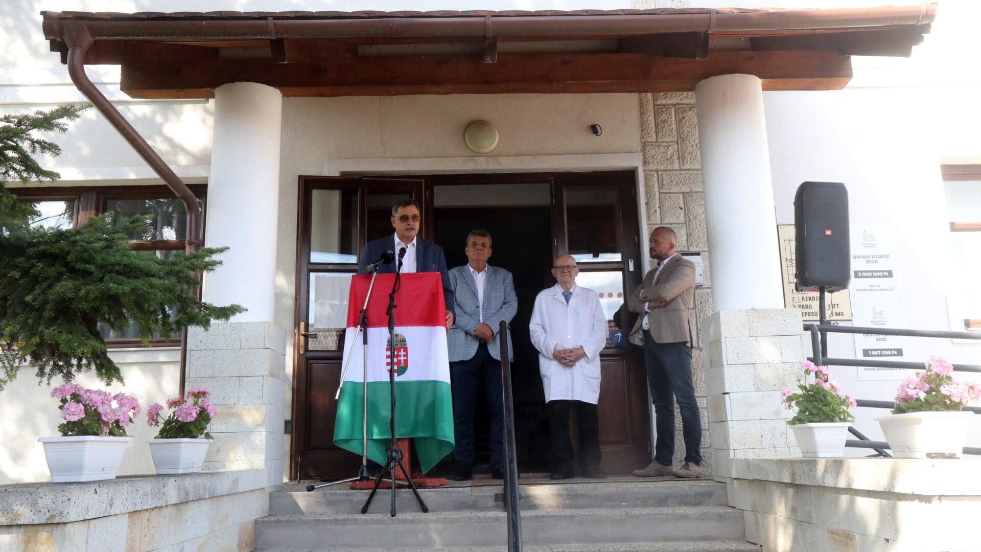 Richárd Hörcsik, Szabolcs Serfőző, General Practitioner Szabolcs Sója, and Alpár Gyopáros (L-R) at the inauguration.