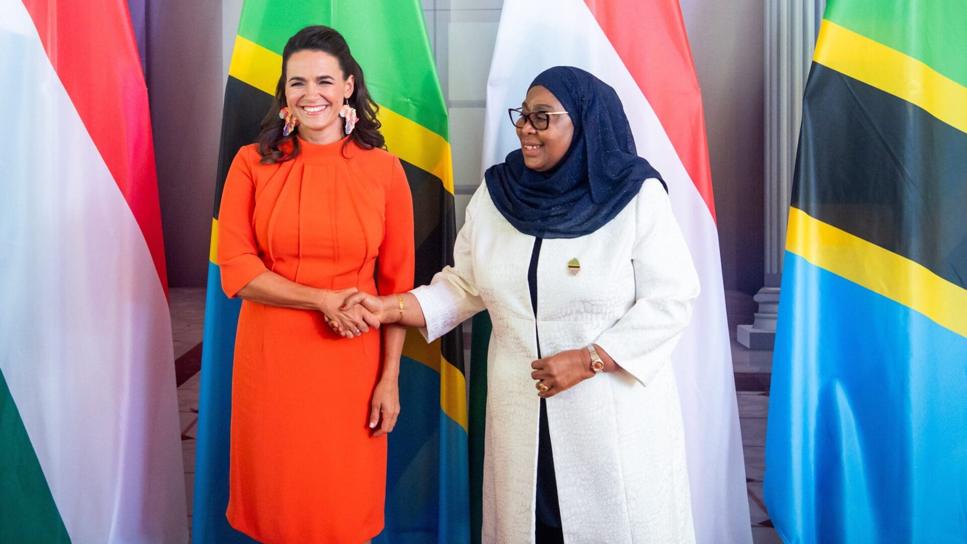 Katalin Novák and Tanzanian President Samia Suluhu Hassan.