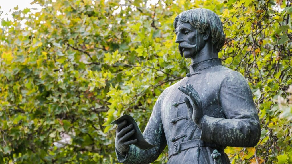 The statue of Bálint Balassi in Kodály Körönd, Budapest.