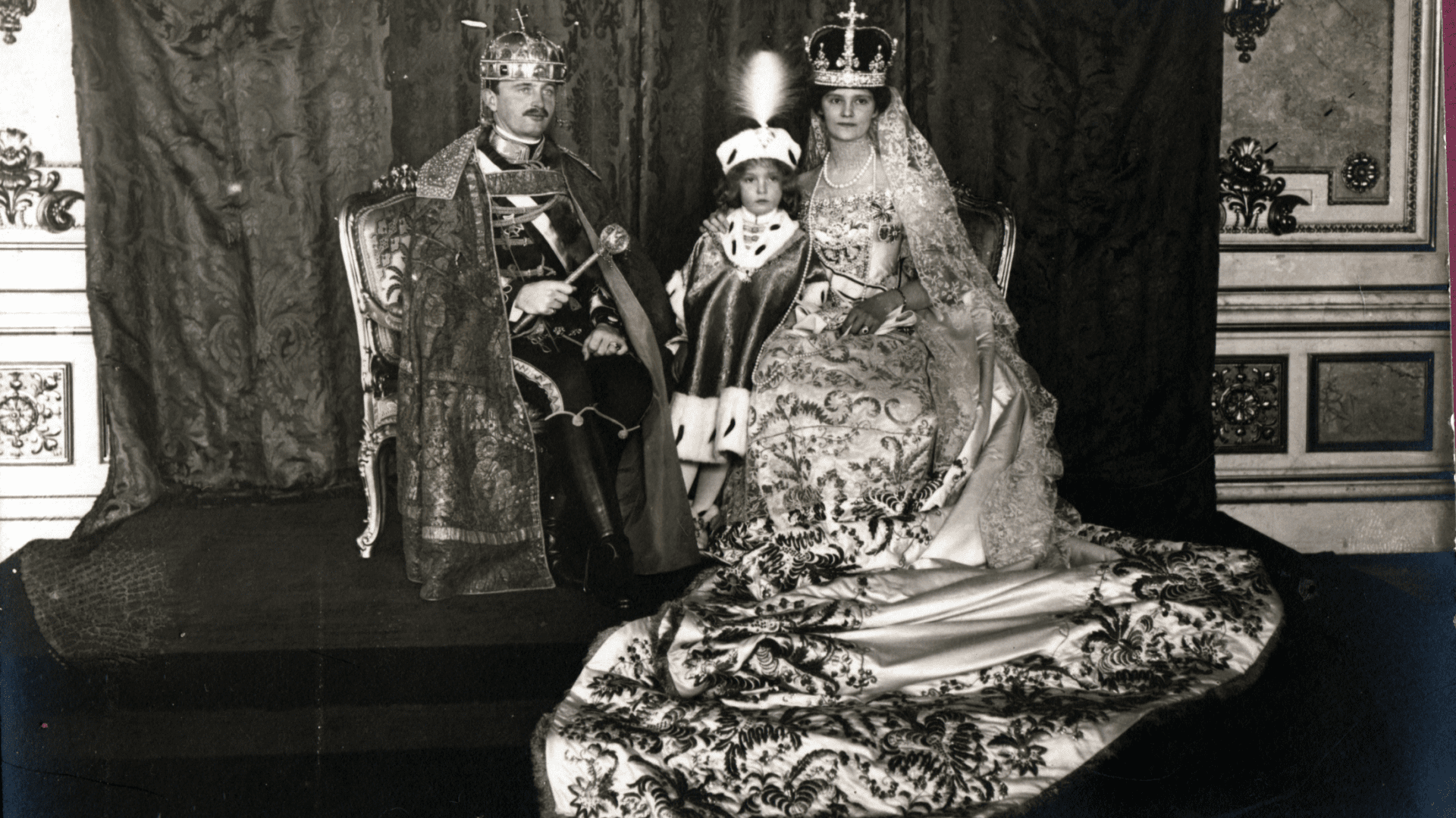 King Charles IV of Hungary with Queen Consort Zita and Crown Prince Otto.