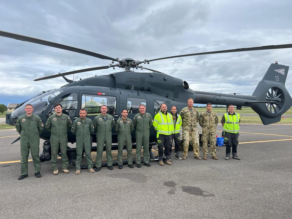 The military rescue team before departing for Slovenia.