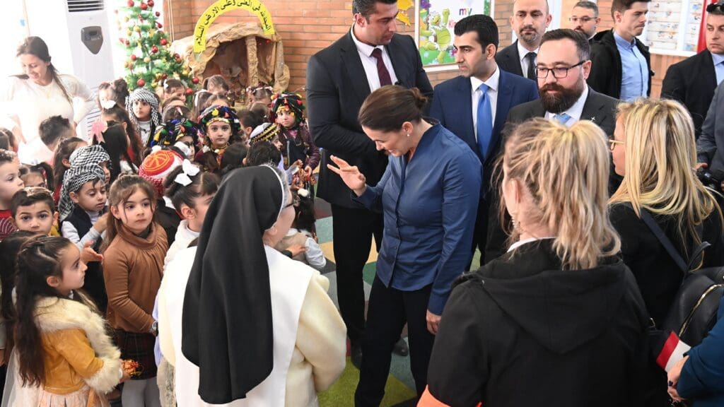 President Katalin Novák visiting the kindergarden in Tel Askouf renovated with the assistance of the Hungary Helps Programme on 9 December 2022.