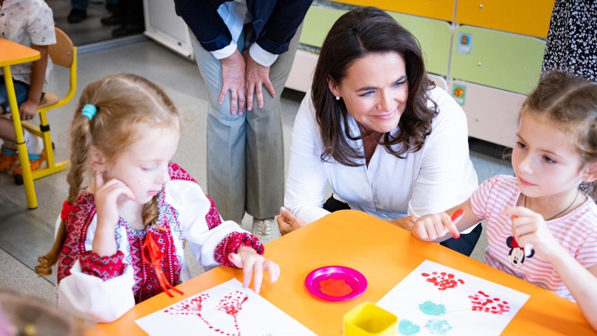 President Katalin Novák visits the Zahaltsi temporary preschool built with the help of the Hungarian Interchurch Aid on 23 August 2023.