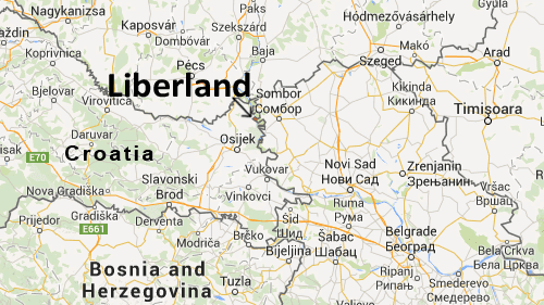 The location of Liberland on the map.