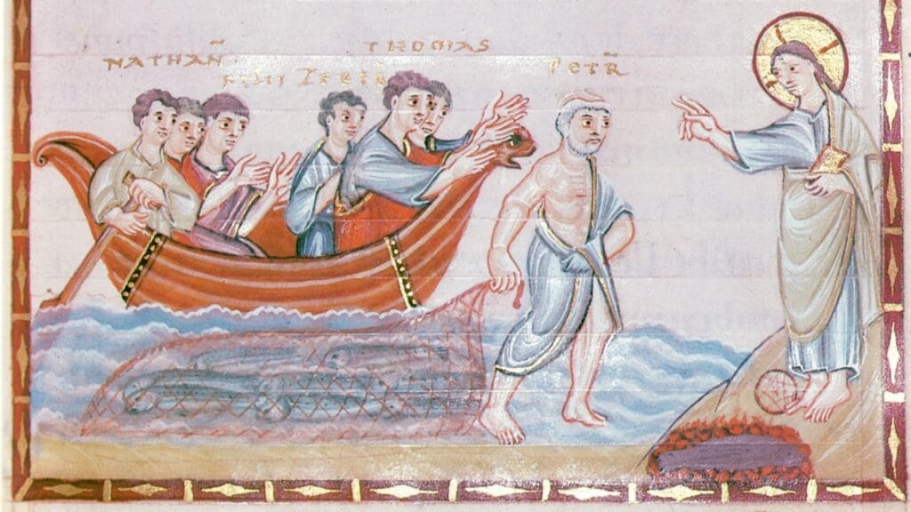 The Miraculous Catch of Fish in the Codex Egberti (10th century).