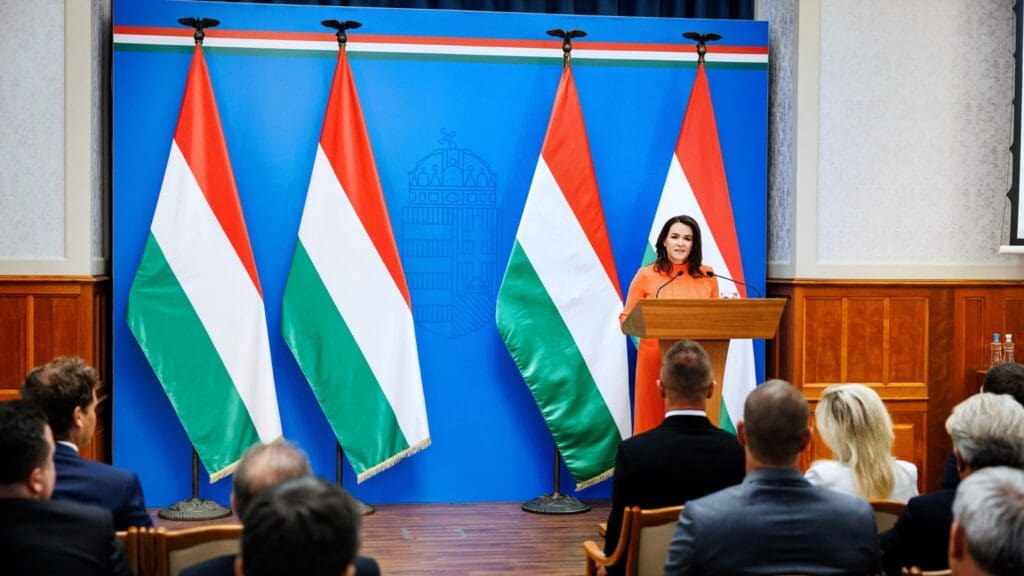 President Novák speaking at the conference of chiefs of mission on 4 September 2023.