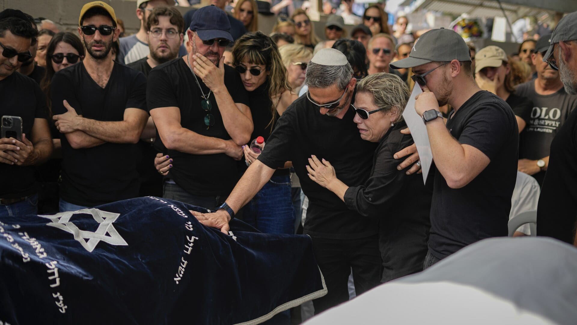 The funeral of Danielle Waldmann and her partner Noam Shai, killed by Hamas terrorists, in Kiryat Tiv' in northern Israel on 12 October 2023.