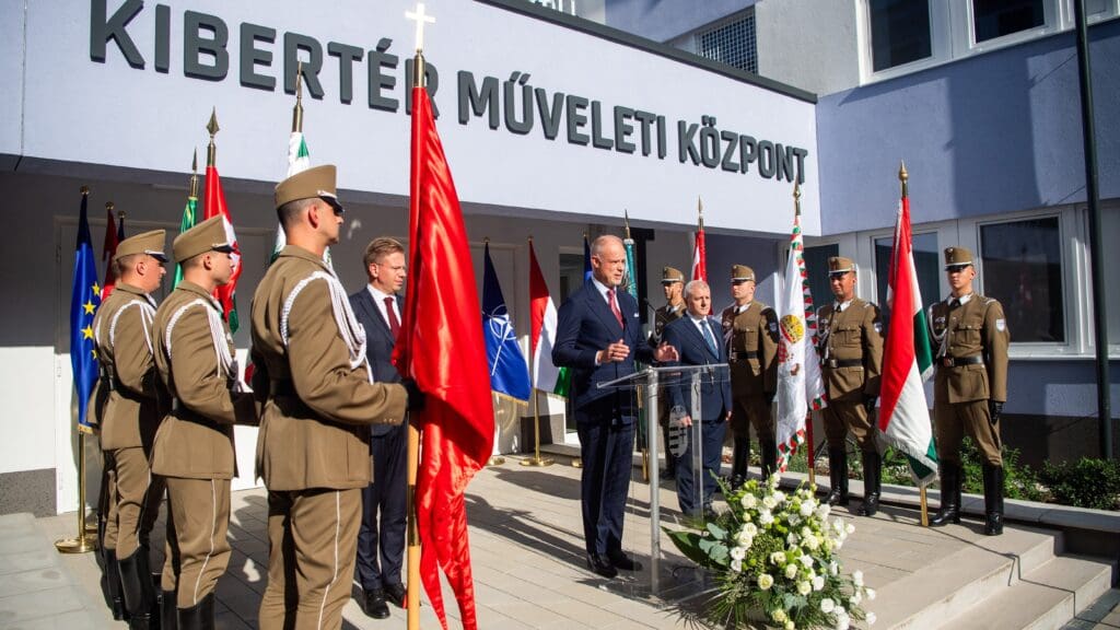 Defence Minister Szalay-Bobrovniczky speaks at the inauguration of the Cyperspace Operation s Centre of the Hungarian Defence Forces on 2 October 2023.