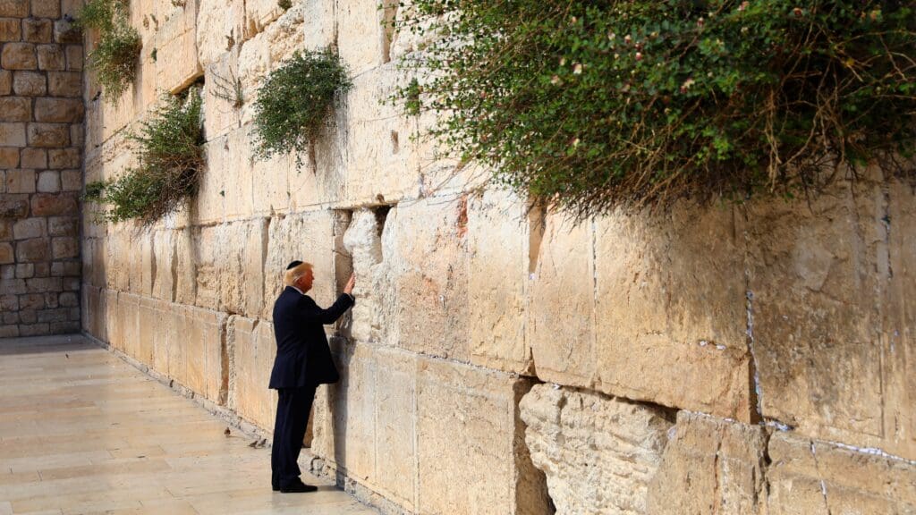US President Donald J. Trump visits the Western Wall in Jerusalem’s Old City on 22 May 2017.