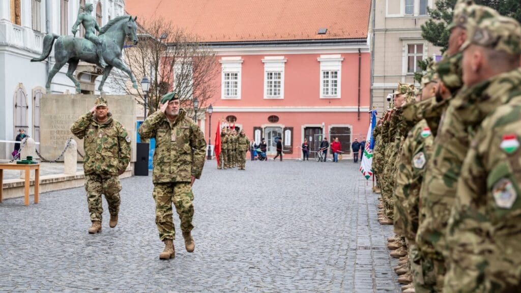 The homecoming ceremony for the 15th rotation of the Hungarian Defence Forces Iraqi Training and Assurance Contingent (MH IKBK) in Székesfehérvár on 13 April 2023.