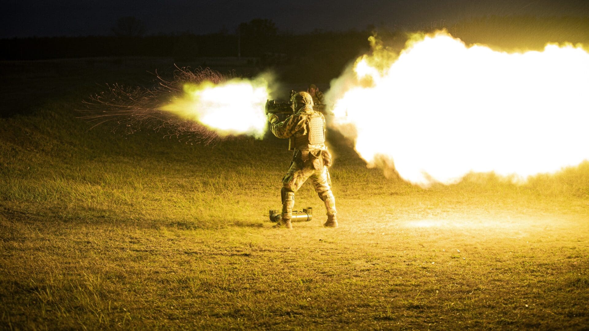 A soldier firing his weapon at the joint rifle practice of the Hungarian and Italian troops of NATO’s Forward Land Force Battlegroup in Hajdúhadház, Hungary on 16 November 2023.