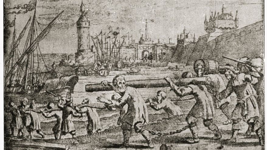 Protestant preachers as galley slaves in the port of Naples.