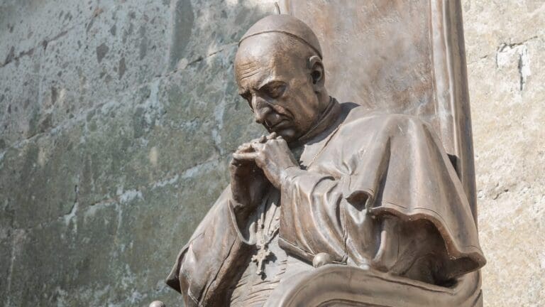 The statue of Cardinal József Mindszenty in Esztergom.