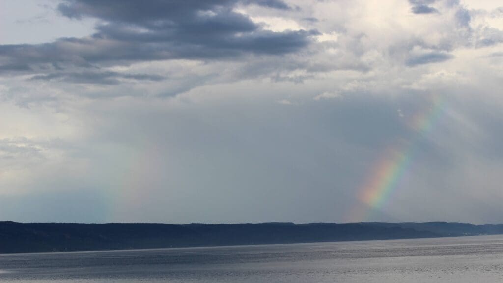 Rainbow over the St Lawrence River.