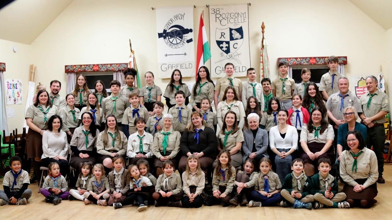 The extended scouting community at the Hungarian Scout Home in Garfield, NJ on 6 January 2024.