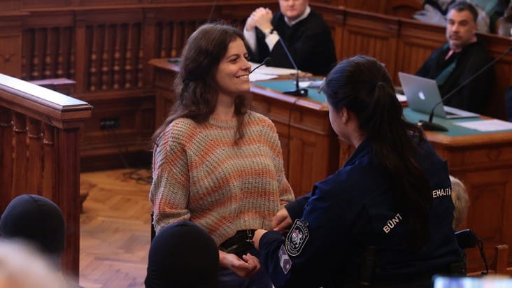 Ilaria Salis in the courtroom in Budapest on 29 January 2024.