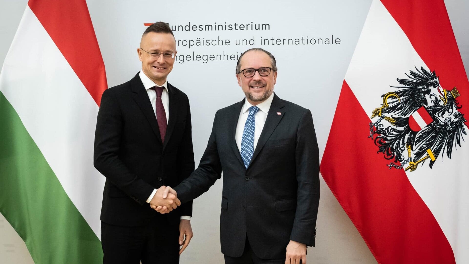 Foreign Ministers Péter Szijjártó and Alexander Schallenberg in Vienna on 15 January 2024.