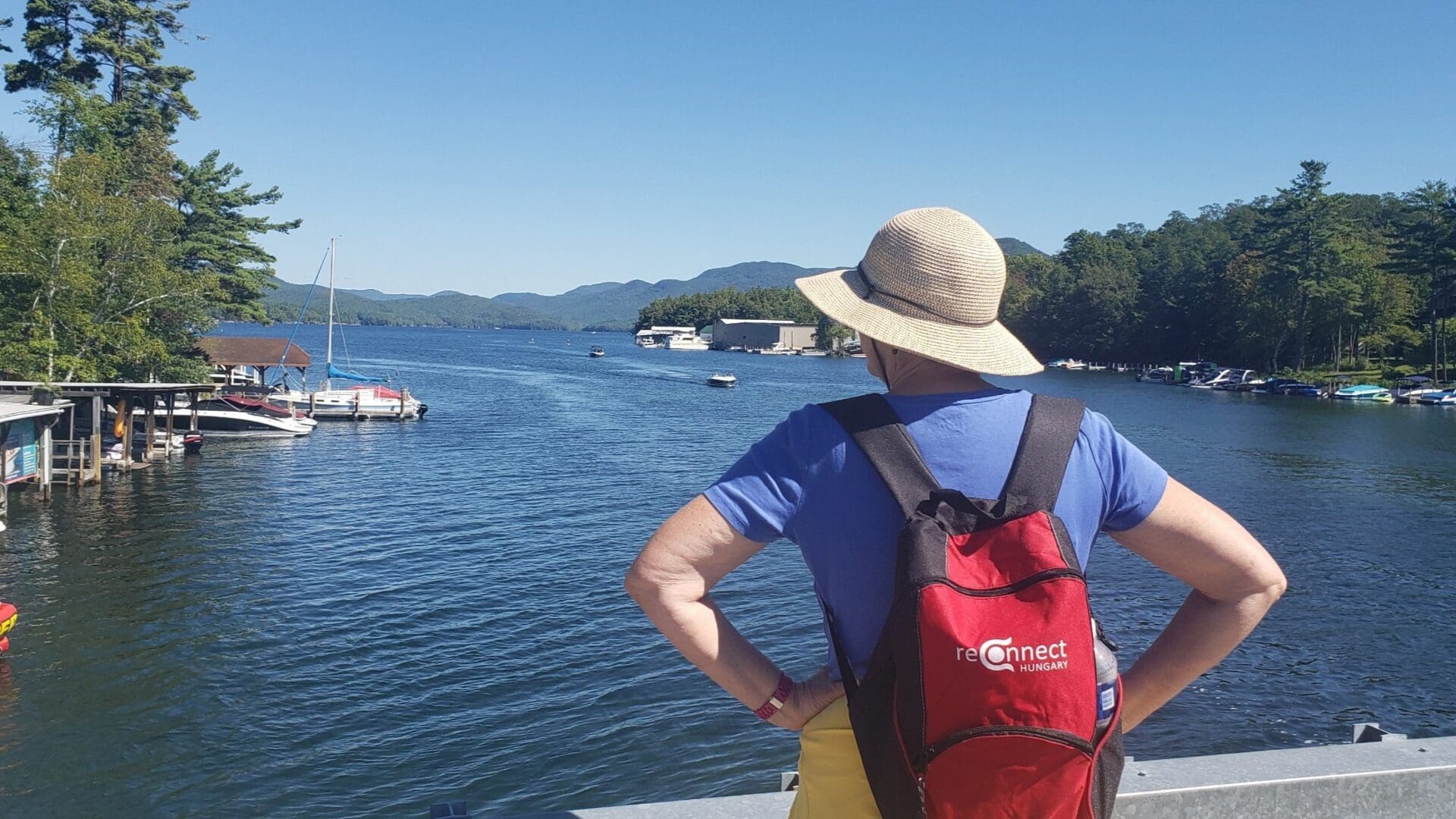 Gabriella Vajtay wearing a Reconnect backpack.