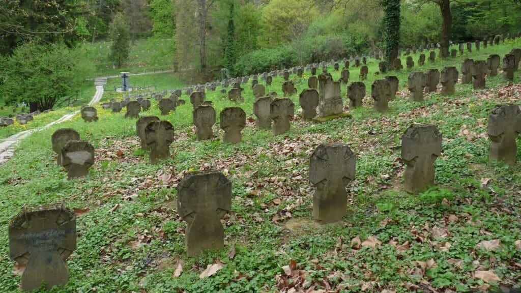 WWI graves in the Heroes’ Cemetery in Sopronbánfalva, Hungary.