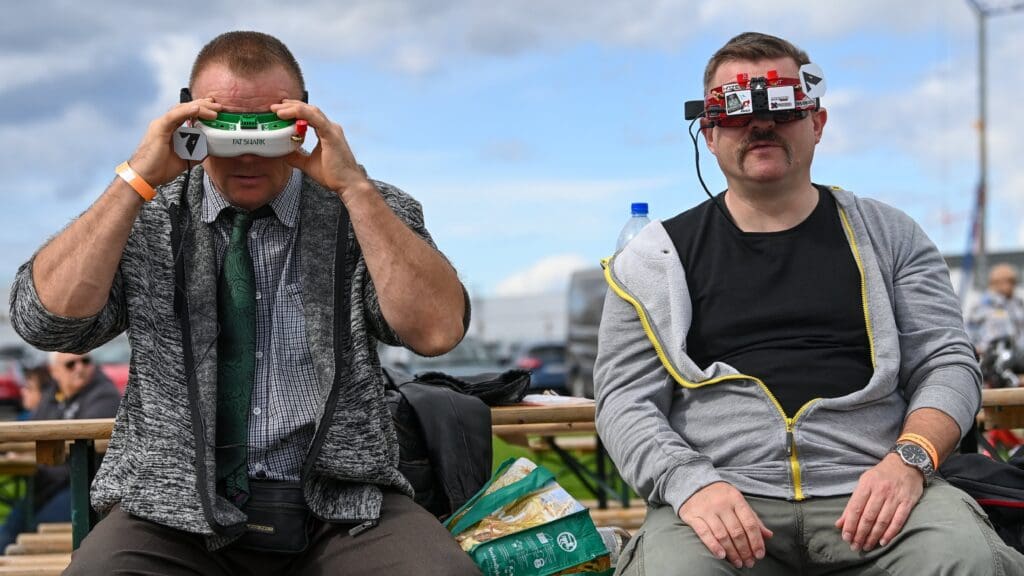 Spectators at the first Drone Racing World Cup Hungary at the ZalaZONE technology park in Zalaegerszeg on 18 September 2022.