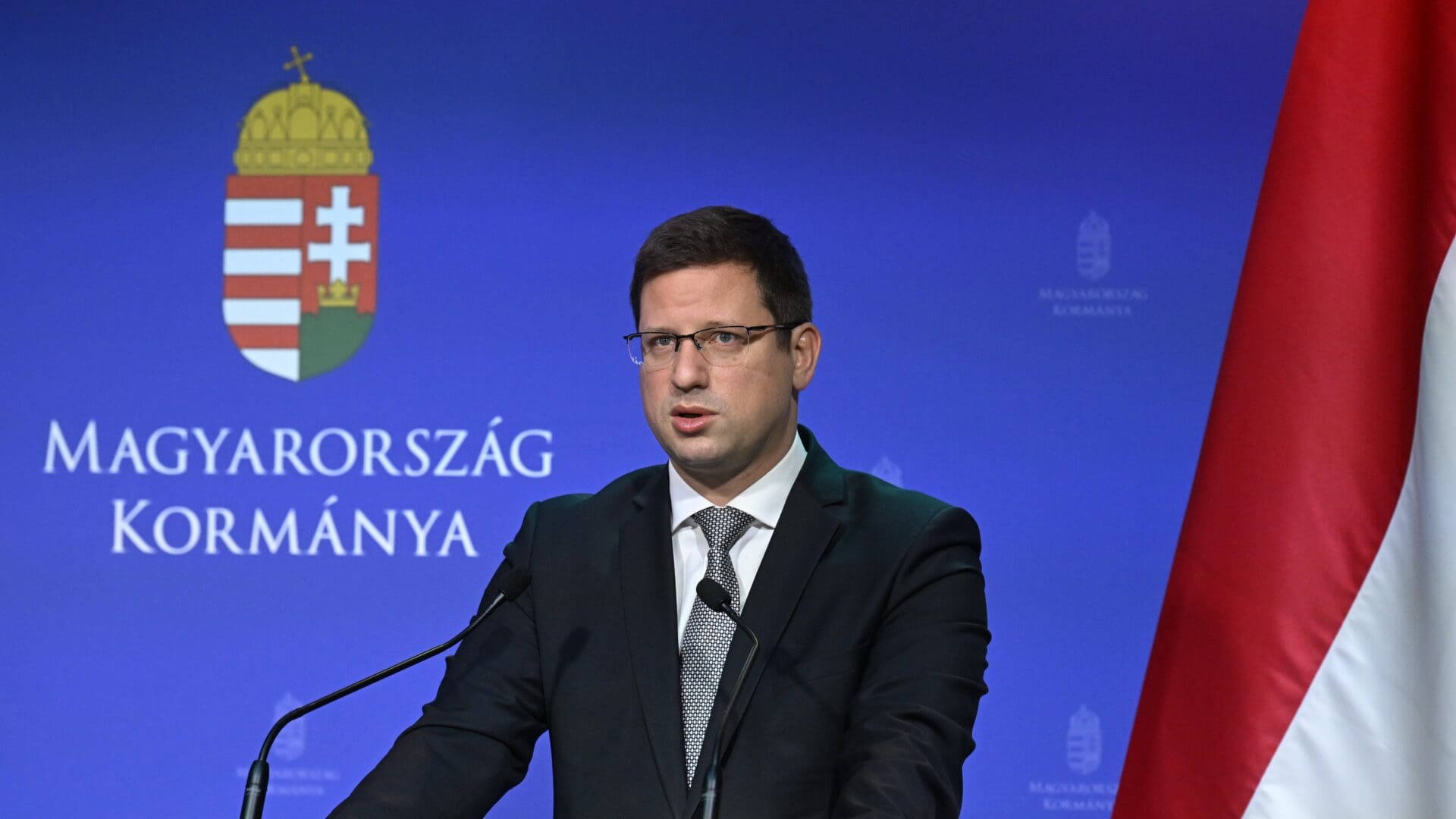 Gergely Gulyás during a press conference on 1 February 2024 in Budapest.