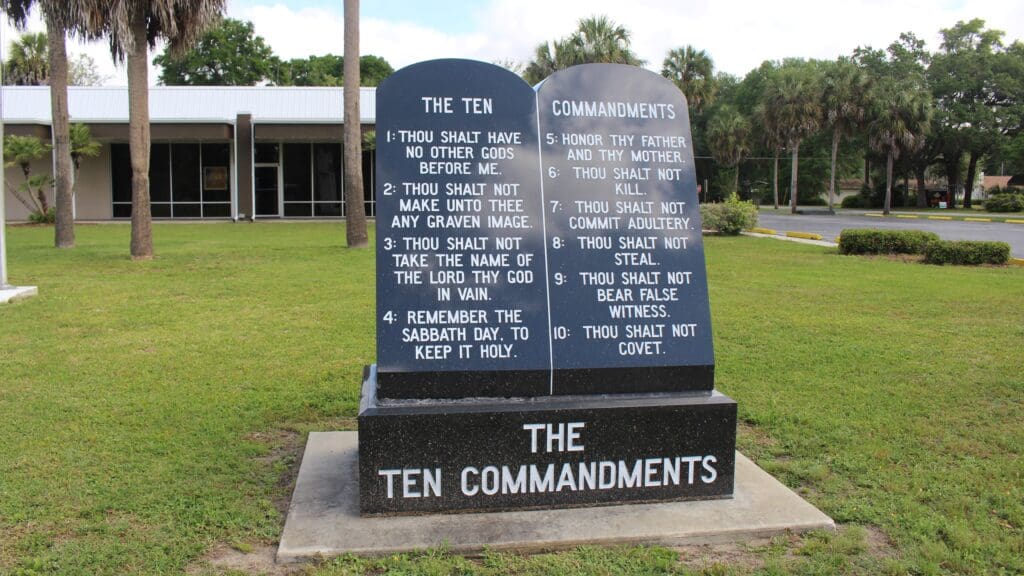 The Ten Commandments in Front of the City Hall in Chiefland, Florida
