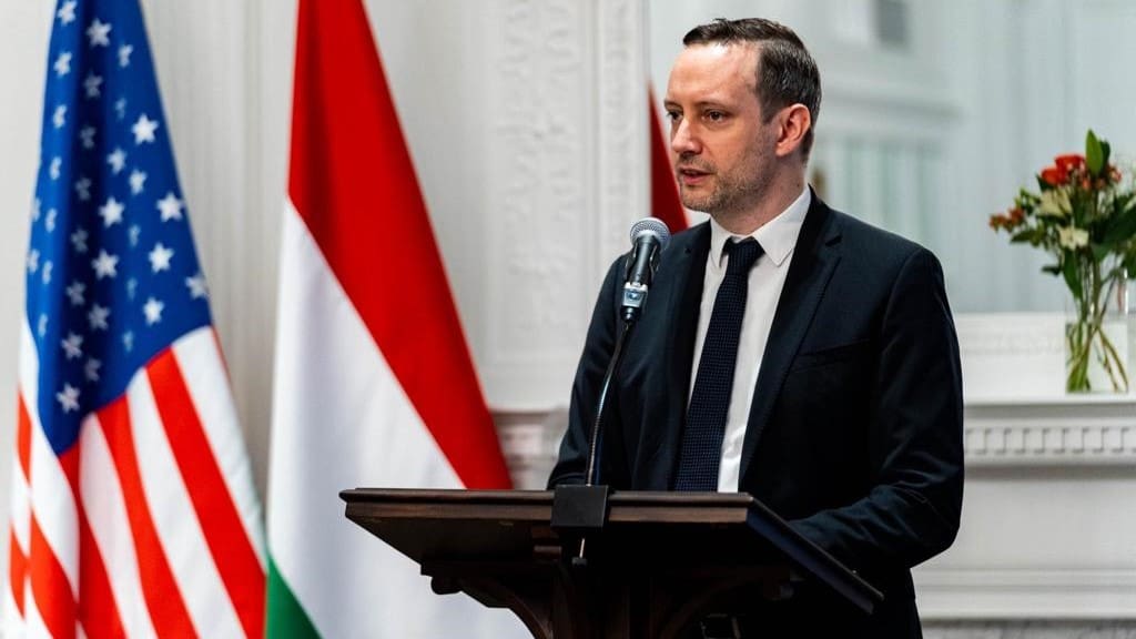 State Secretary Tristan Azbej speaking at the opening even fof the International Religious Freedom Summit in Washington on 29 January 2024.