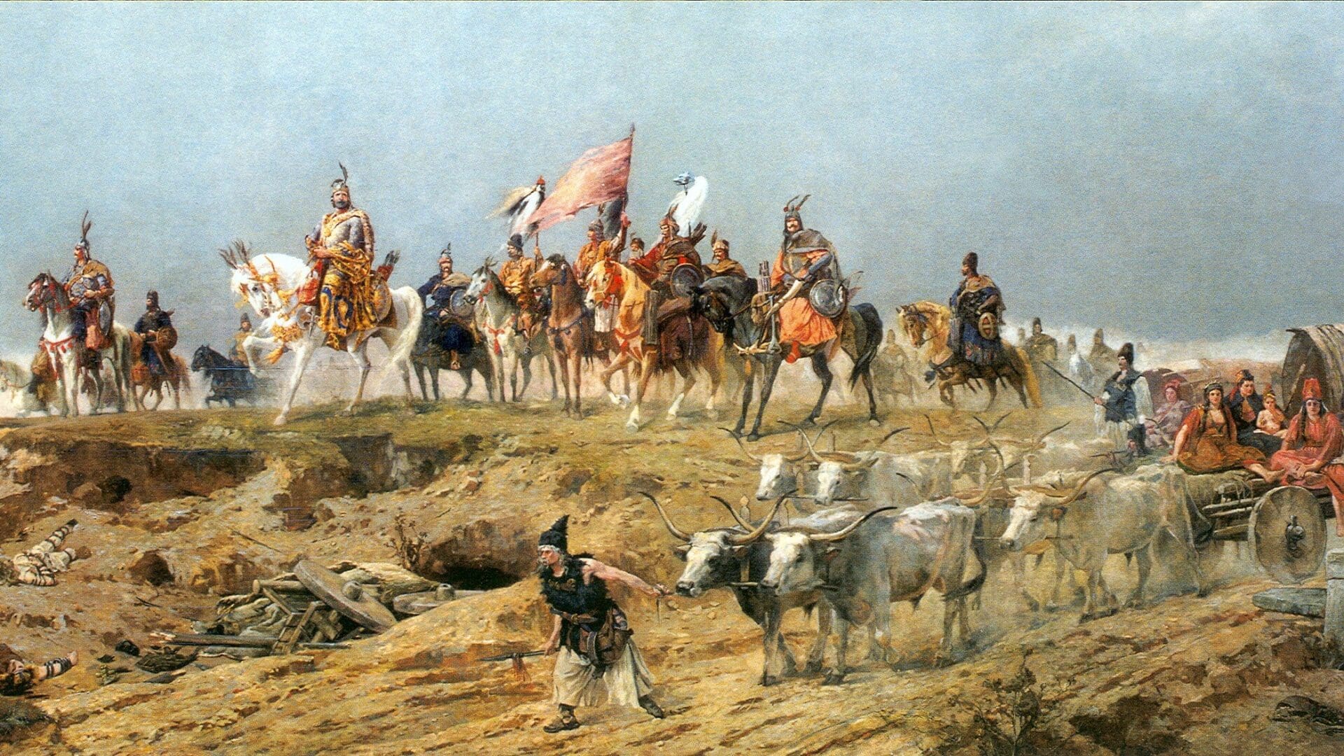 Arrival of the Hungarians by Árpád Feszty (1892–1894, excerpt from the cyclorama)