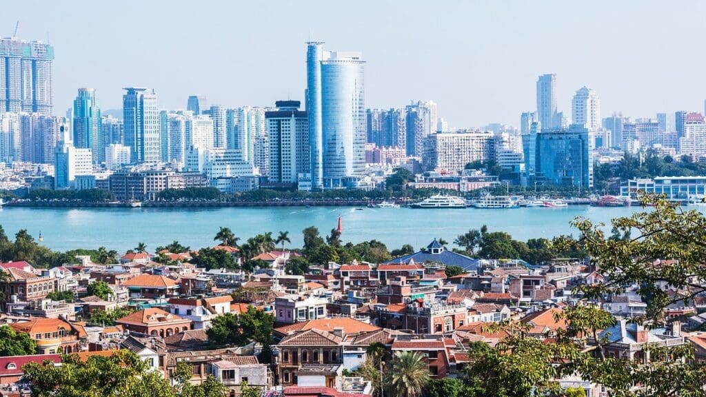 A view of the city of Xiamen in Fujian Province, China