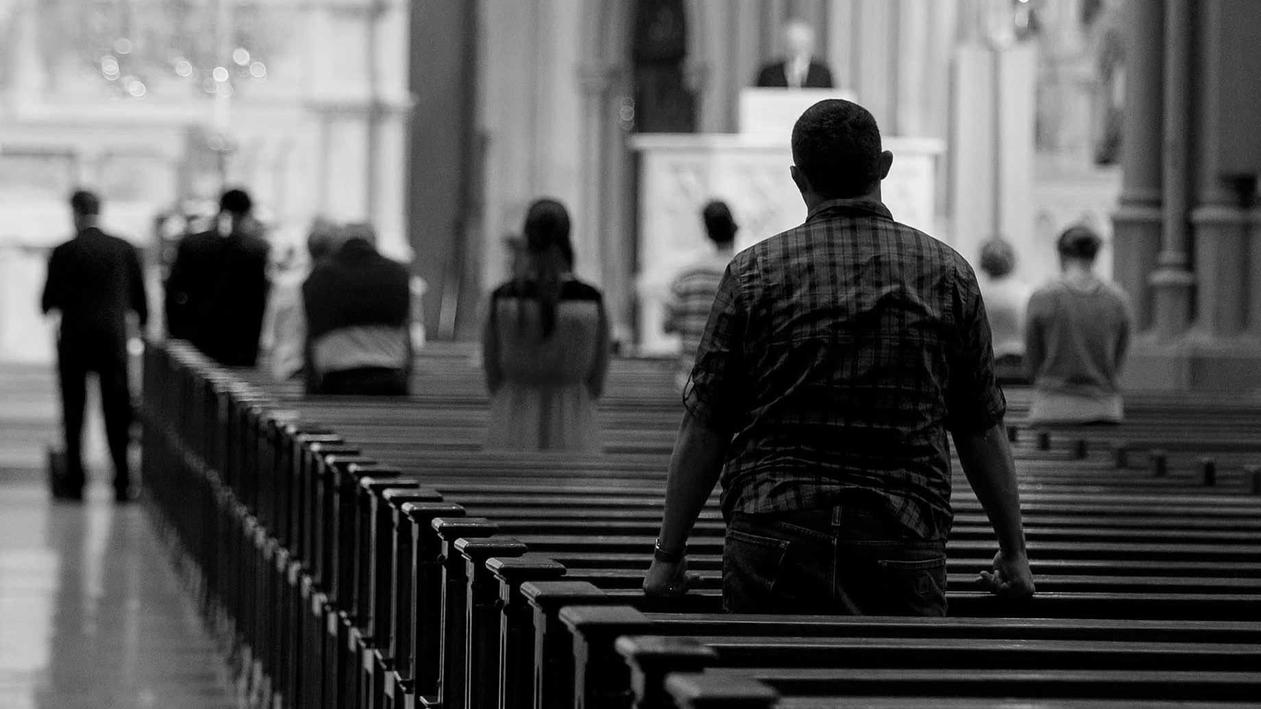 Churchgoers attending service.