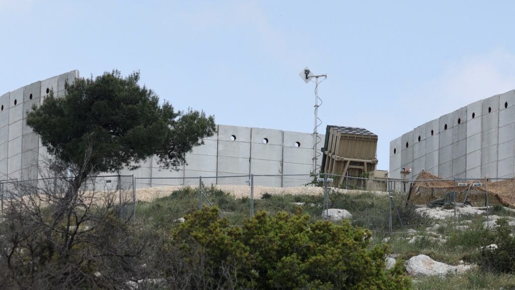 An element of the Israeli Iron Dome near Jerusalem on 14 April 2024.