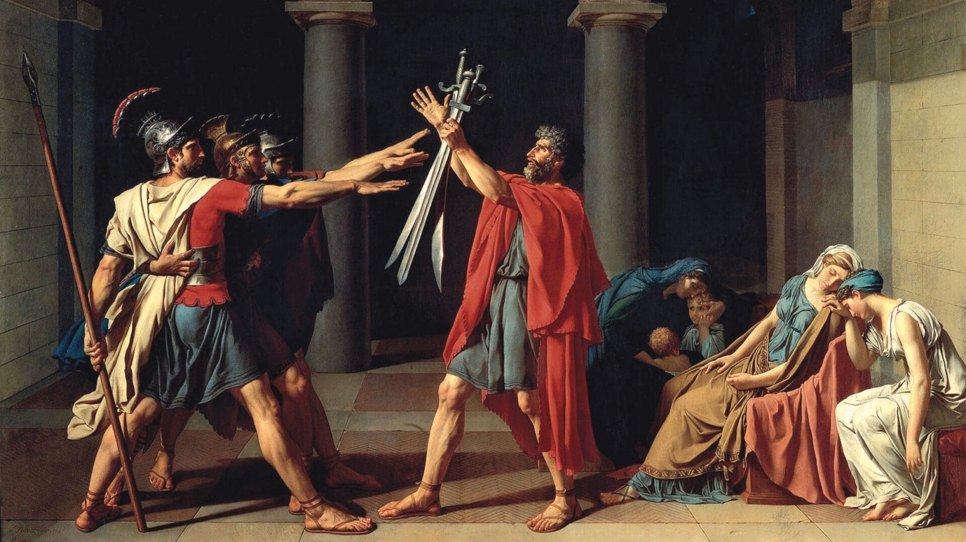 Jacques-Louis David, Oath of the Horatii (Le Serment des Horaces) (1784). Musée du Louvre, Paris, France