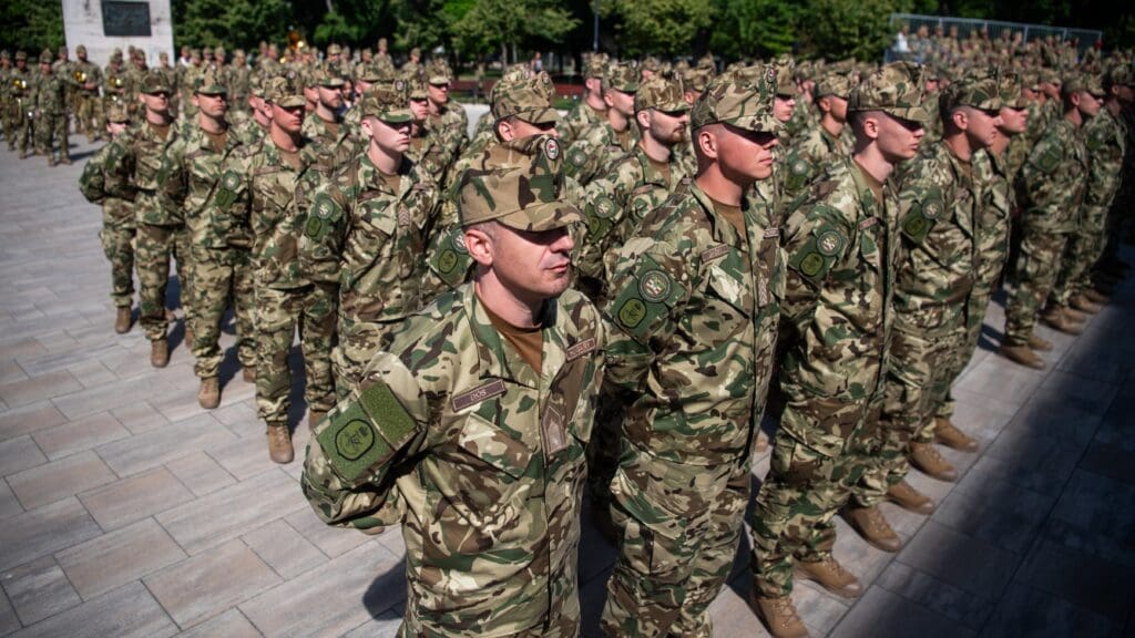 Hungarian officer candidates at the Ludovika Festival on 11 May 2024