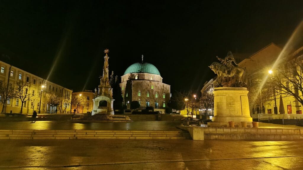 Széchenyi Square, Pécs by night