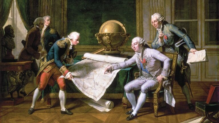 Nicolas-André Monsiau, Louis XVI Giving His Instructions to La Pérouse on 29 June 1785 (1817). Château de Versailles, Versailles, France