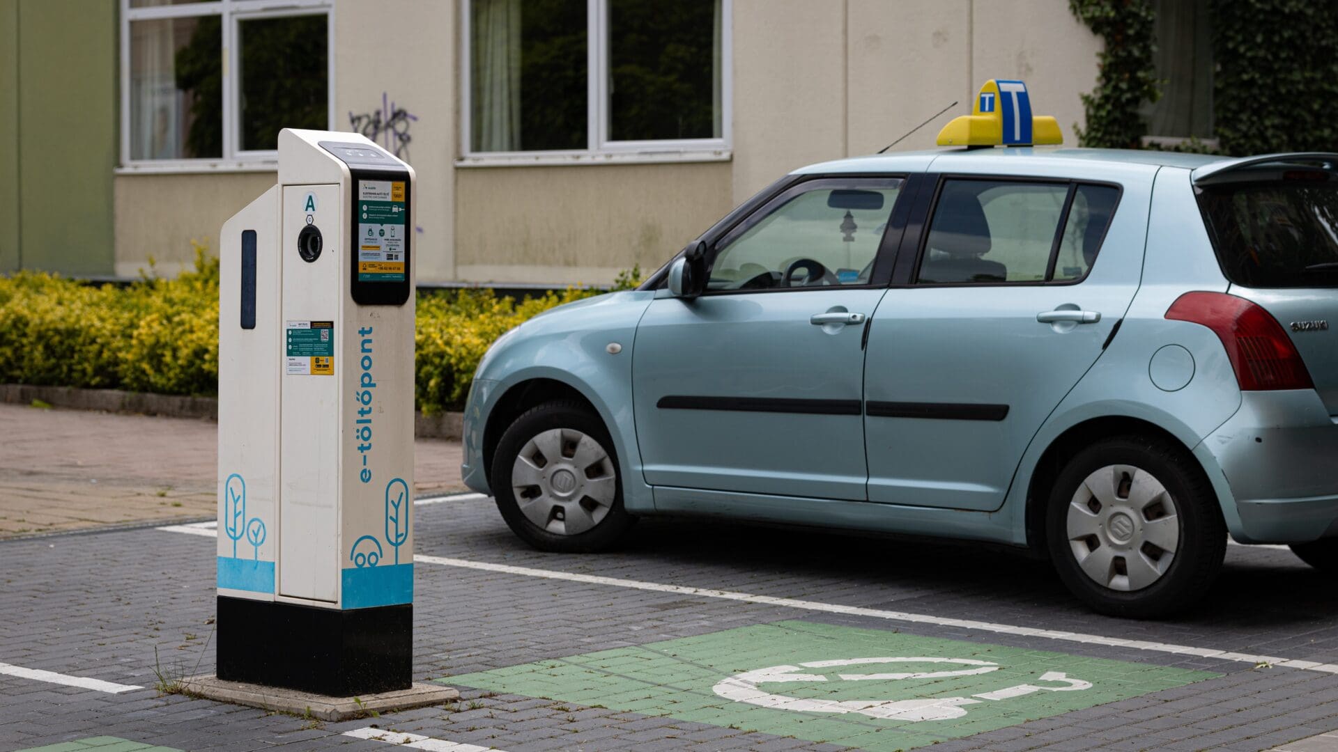 An EV charging station in Budapest