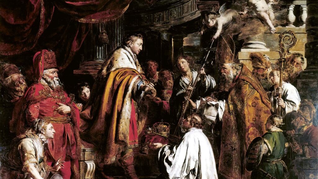 Pieter Jozef Verhaghen, Saint Stephen, King of Hungary Receiving the Legate (1770). Museum of Fine Arts, Budapest, Hungary