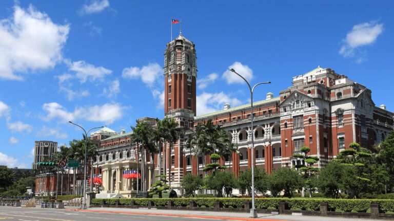 Taiwan's popularly elected president resides in the Presidential Office Building, Taipei, originally built in the Japanese era for colonial governors.