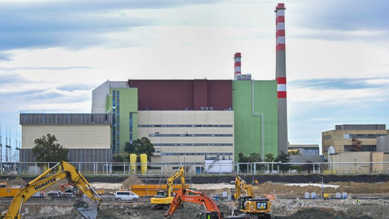 Workers prepare the ground for the substructure of the fifth and sixth blocks of the Paks 2 nuclear power plant near Paks, Hungary on October 9, 2024. The two new nuclear power plant blocks, with reactors to be supplied by Russia's Rosatom, will each have a capacity of 1,200 megawatts/hour.