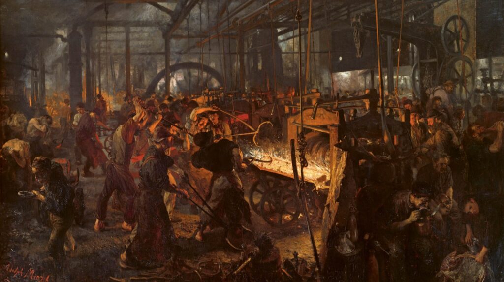 Adolph von Menzel, The Iron Rolling Mill (1875). Alte Nationalgalerie, Berlin, Germany