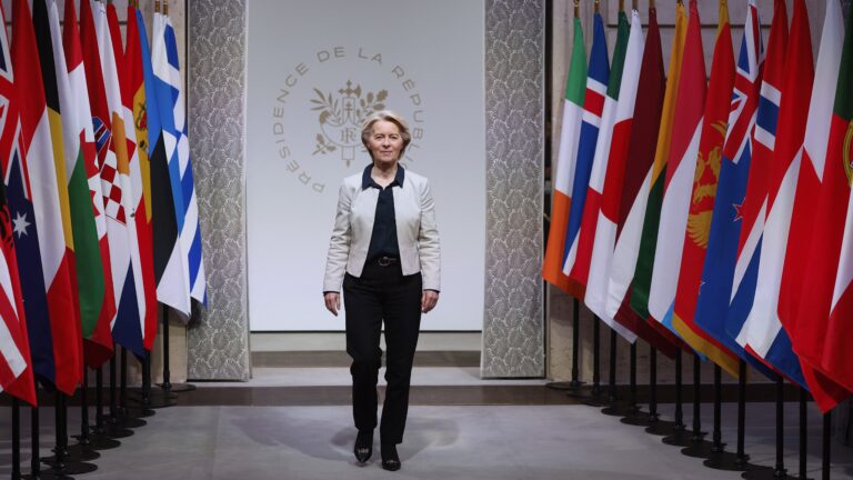 European Commission President Ursula von der Leyen arrives for the Coalition of the Willing meeting in Paris, at the Elysee Palace on January 6, 2026.